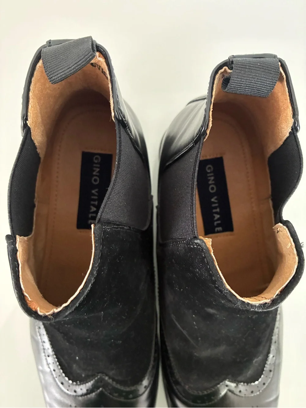 Gino Vitale Mens Black Wingtip Brogue Two-Tone Chelsea Boots Size 11